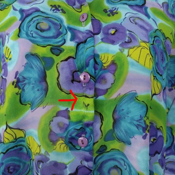Vintage 1980s Cabrais Colorful Semi Sheer Button Down Blouse - Picture 10 of 10